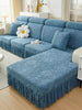 1pc Flower Embossed Sofa Slipcover, European Style Ruffled Multifunctional Sofa Skirt, Ins Style Decorative Sofa Cover, Pet-Friendly, Machine Washable, Suitable For 1/2/3/4 Seat L-Shaped Sofas With Armrests